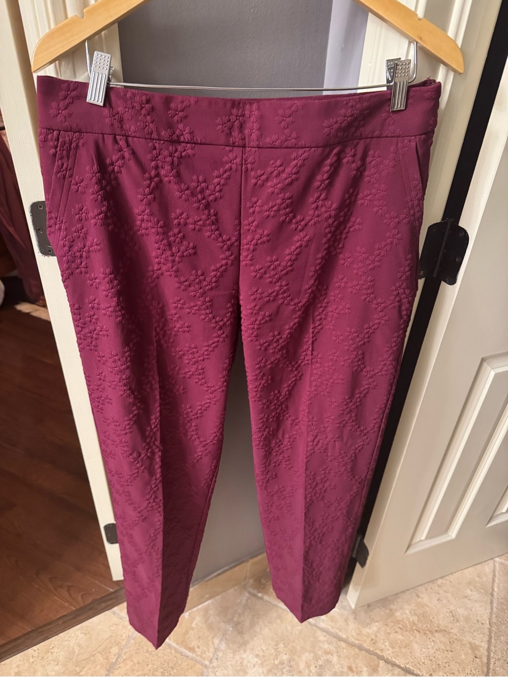 Liz Claiborne Plum Textured Straight Leg Pants